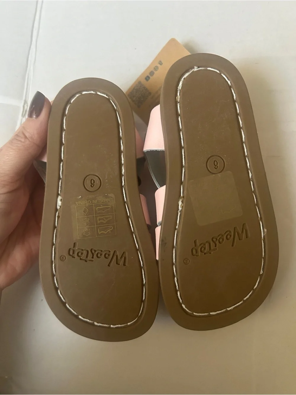 WEESTEP Pink leather sandals - toddler girl size 6 - ankle wrap